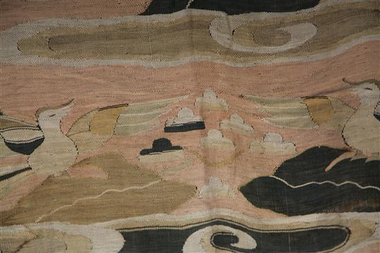 Two Japanese woven silk wall hangings, late 19th century,